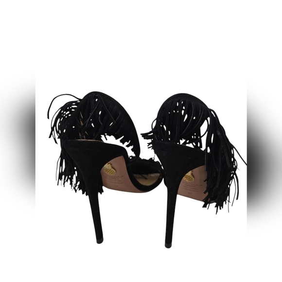 Aquazzurra Wild Fringe Black suede sandals - Picture 8 of 11